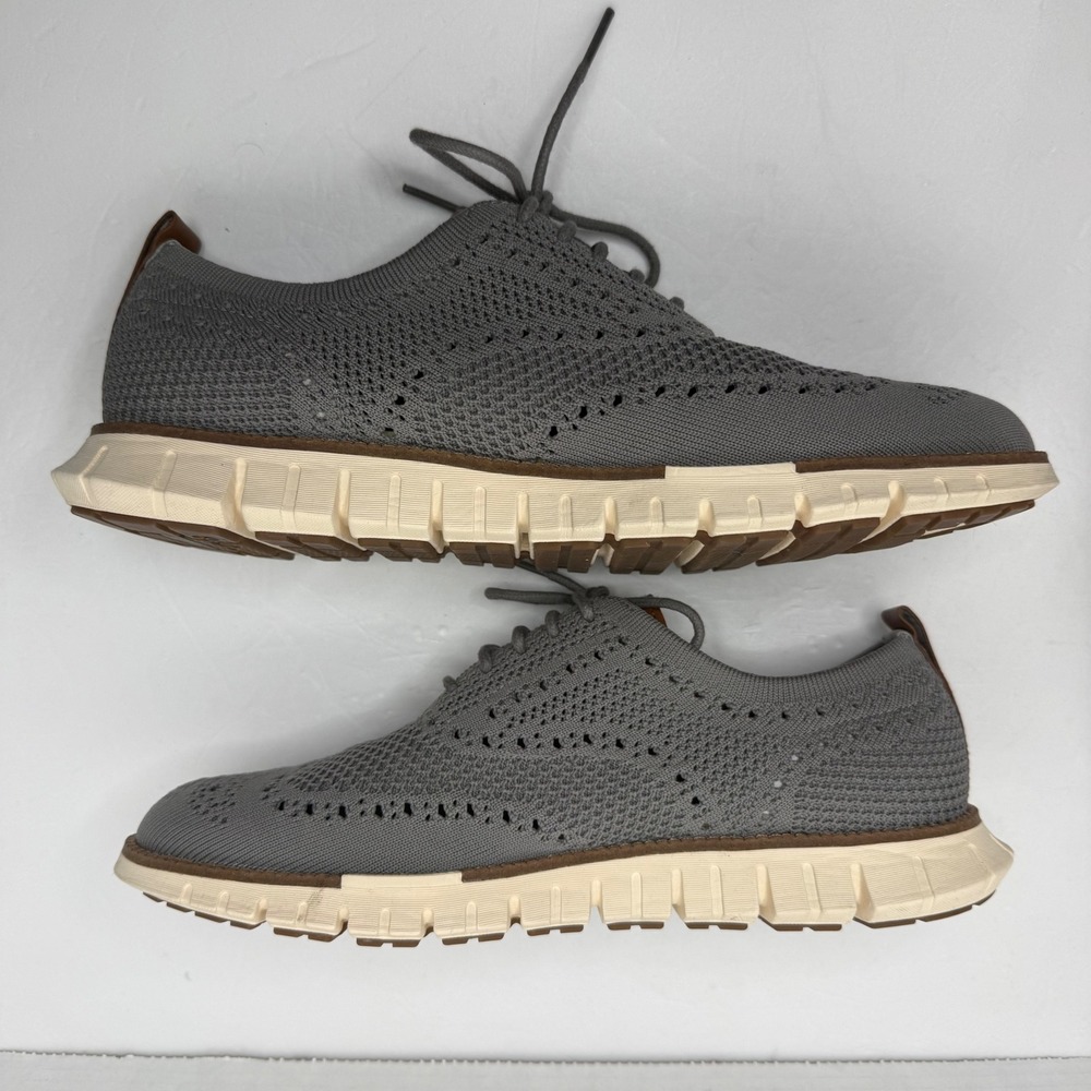 Cole Haan Zerogrand Remastered Stitchlite Wingtip Oxford Men 9M Grey Knit C39740 - Picture 3 of 10